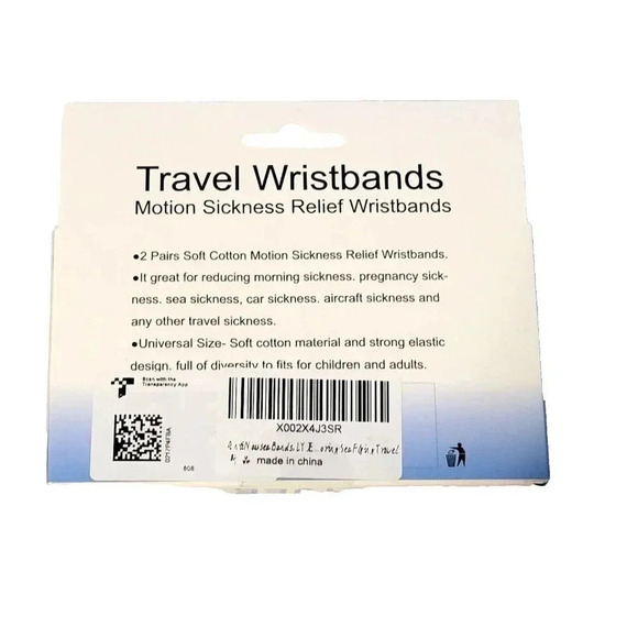 Lyjee Travel Wristbands NWT 2 Pairs Motion Sickness Relief Sea Sickness Cruise - Picture 3 of 3